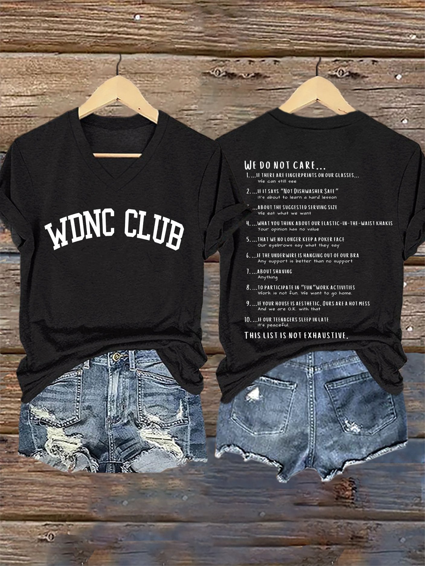 V-Neck Retro Funny WDNC Menopause Perimenopause This List Is Not Exhaustive Print T-Shirt