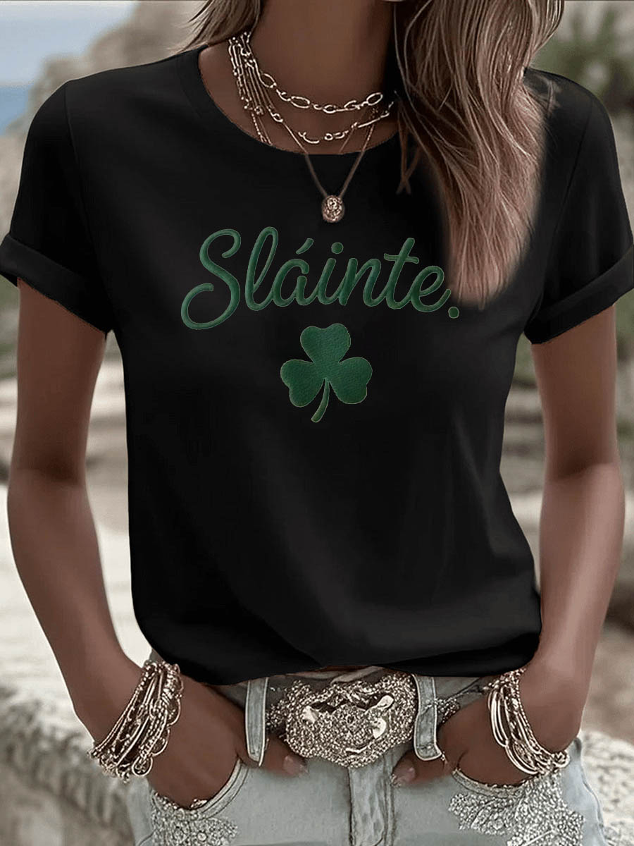 St. Patrick'S Day Pattern Round-Neck 100% Cotton 180g T-Shirt