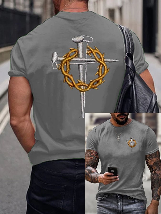 Men's Faith Cross Printed Casual T-shirt