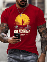 Men's Jesus Said Go Fishing Printed Casual T-shirt