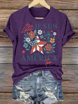 Women's She loves JESUS and AMERICA Printed T-Shirt