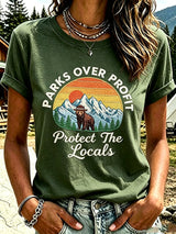 Women's National Park Print Casual T-Shirt
