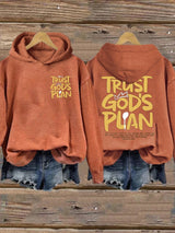 Women'S Casual Trust God's Plan Christian Print Hoodie