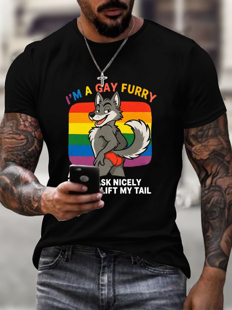 Men'S Gay-Themed Printed Short-Sleeved T-Shirt