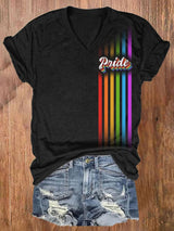 V-neck Retro LGBT Pride Print T-Shirt