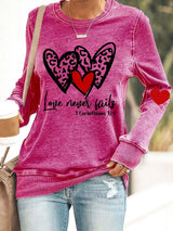 Women's Love Never Fails Heart Printed Casual Sweatshirt