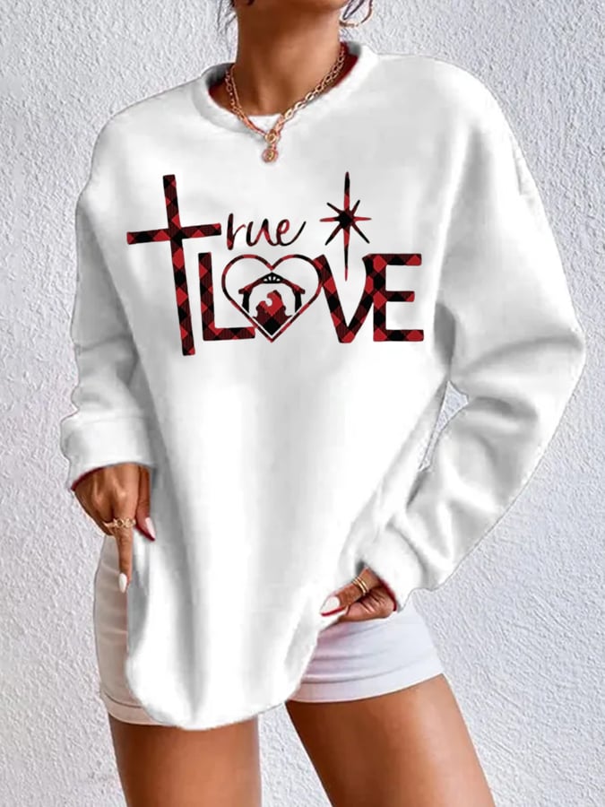 Women's Love Jesus Print Sweatshirt