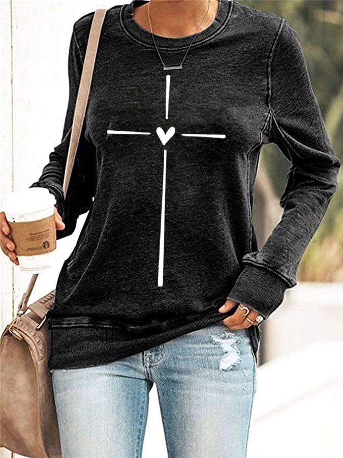 Women's Christian Cross Printed Sweatshirt