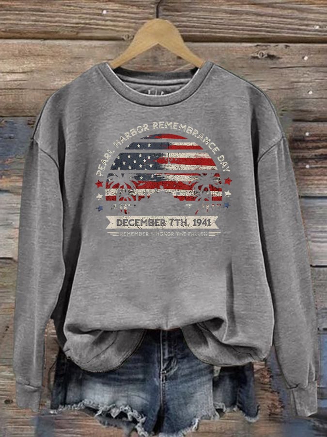 🔥Buy 3 Get 15% Off Women's   Pearl Harbor Memorial Day Hawaii USA Flag Day of Infamy Sweatshirt