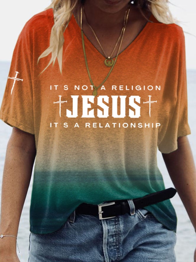 Women's Jesus Printed Short Sleeve T-Shirt