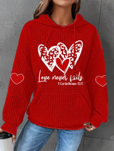 Women's Love Never Fails Heart Print Casual Sweatshirt