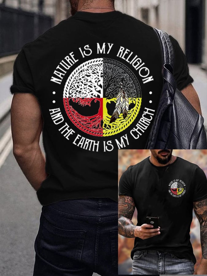 🔥Buy 3 Get 15% Off🔥Men's Nature Is My Religion And The Earth Is My Church Faith Printed Shirt