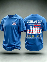 Men's Veterans Day Shirt, Our Defenders of Freedom American Flag and Soldier Silhouettes