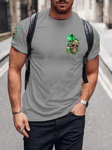 Men's St. Patricks Day St. Patricks Day Hello Darkness My Old Friend Beer Skull Print T-Shirt