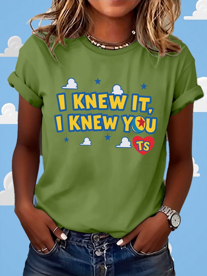 Retro I Knew It Print T-Shirt
