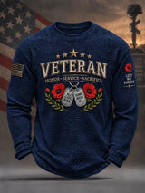 Men's Casual Veteran Printed Long-Sleeve T-Shirt
