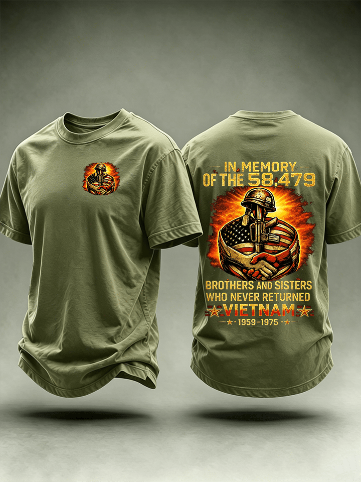 Men's In Memory Of The 58,479 Tribute T-Shirt, Vietnam Era Memorial Graphic Tee