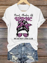 Women's Round-Neck Retro Funny Proud Member Of WDNC Club We Do Not Care Menopause Perimenopause Print T-Shirt