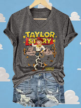 V-Neck Retro I Knew It Print T-Shirt