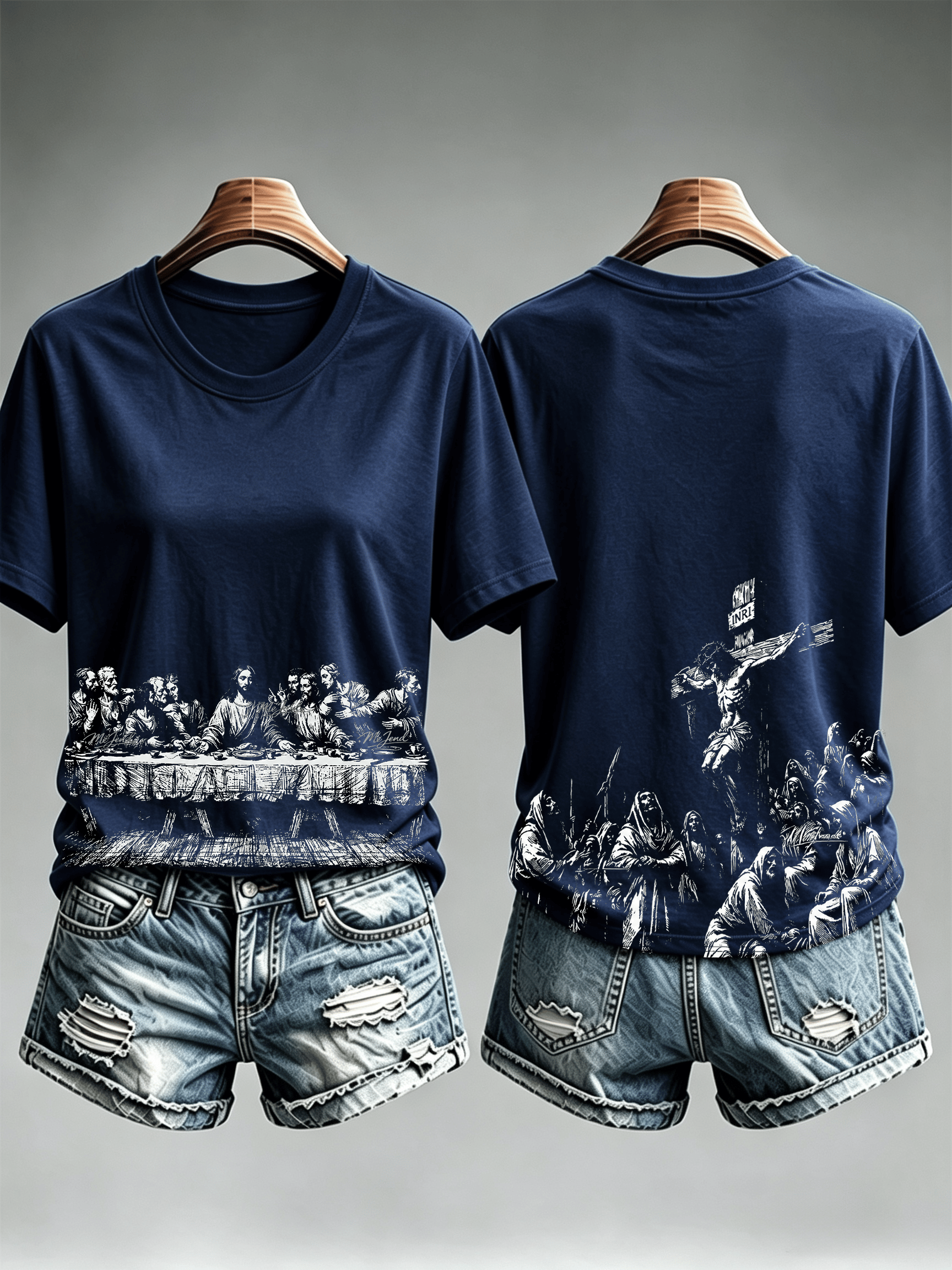Women's Jesus Print, Gothic Art T-Shirt