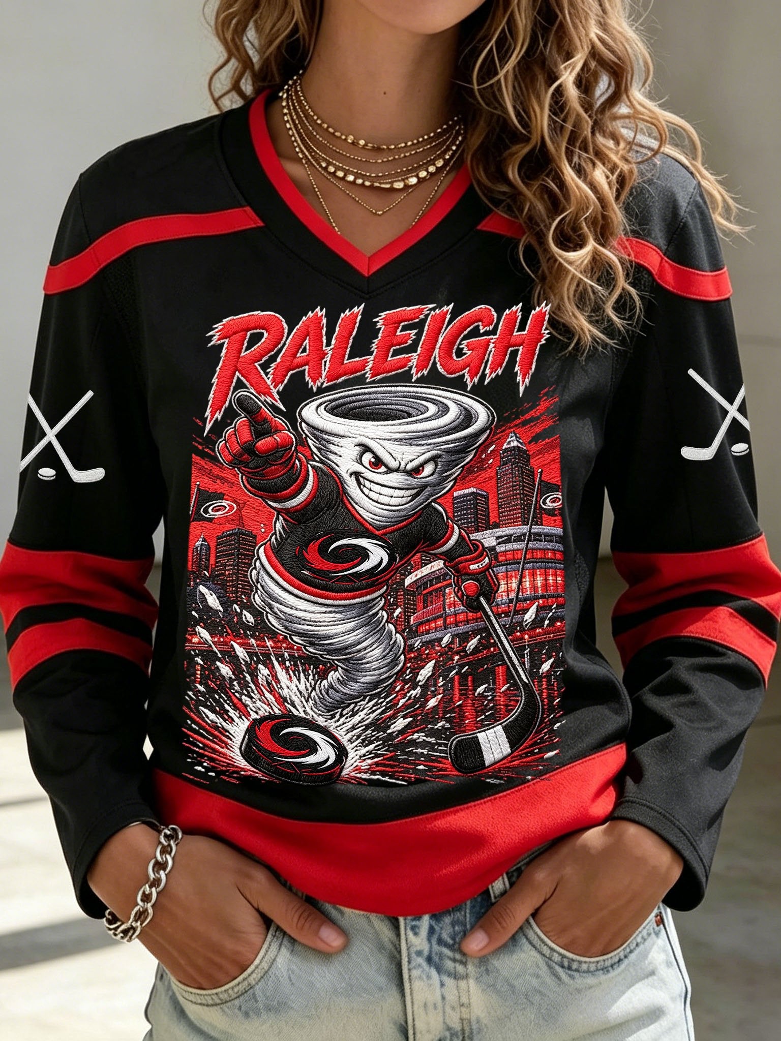Women's Retro Ice Hockey Champs Print T-Shirt