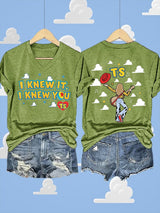 V-Neck Retro I Knew It Print T-Shirt
