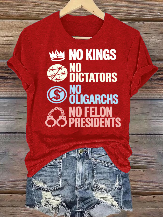 Women's  No Kings No Dictators Protest print T-Shirt