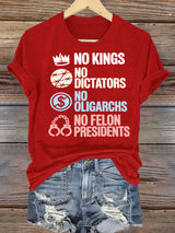 Women's  No Kings No Dictators Protest print T-Shirt