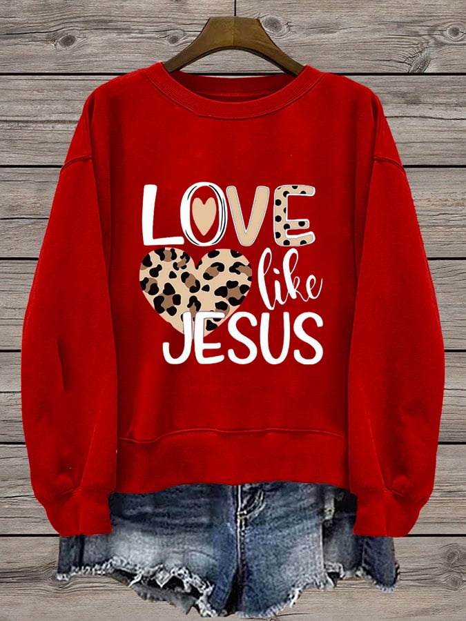 Women's Valentine's Day Faith Print Crew Neck Sweatshirt