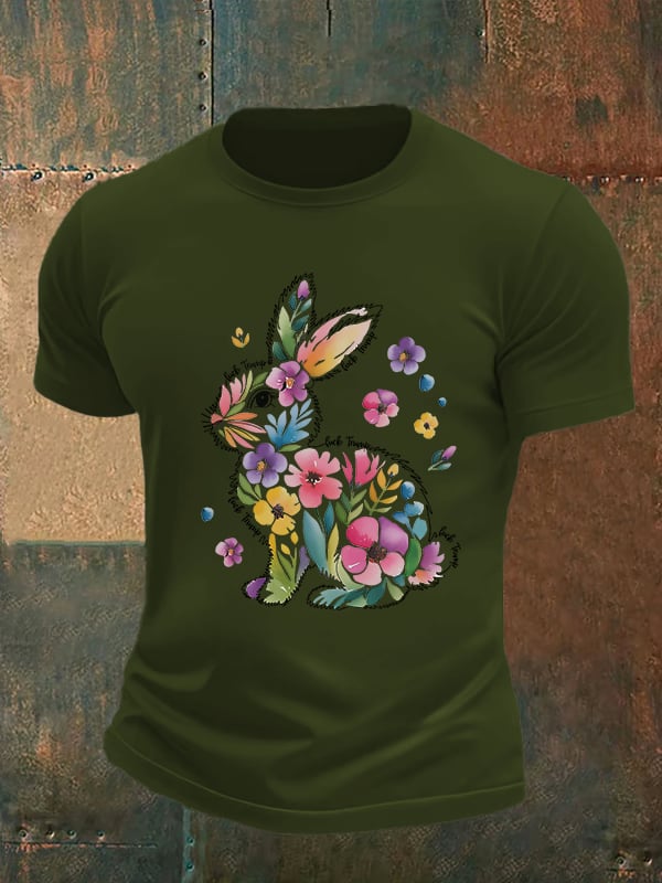 Men's  Spring Easter Bunny Subtle Hidden Message FDT T-shirt