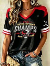 Women's hockey print casual T-shirt