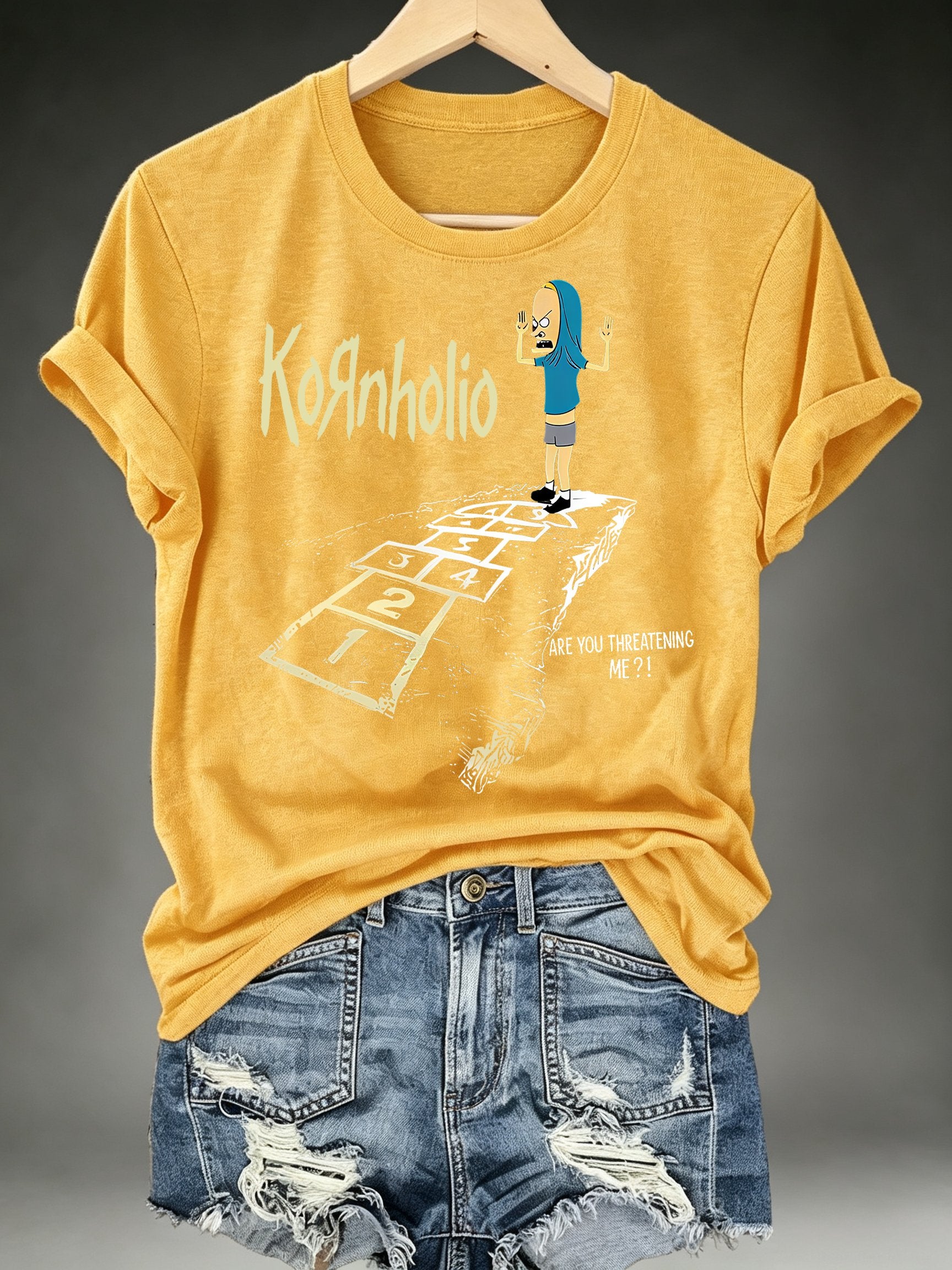 Women's  Vintage Kornholio Graphic Funny T-Shirt