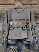 Women's Christian Valentine's Day Printed Round Neck Long Sleeve Sweatshirt
