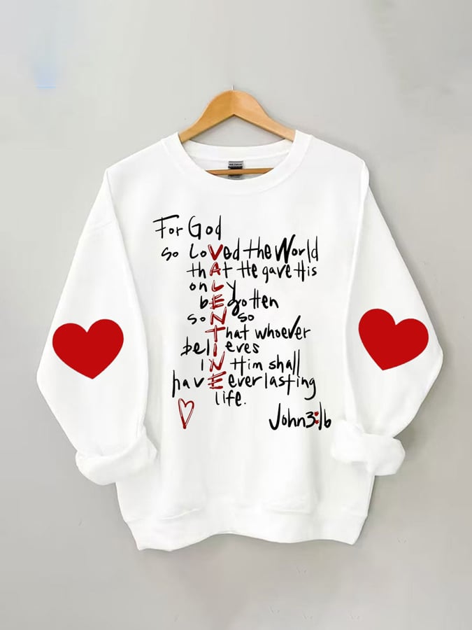 Women's For God So Loved Print Long Sleeve Sweatshirt