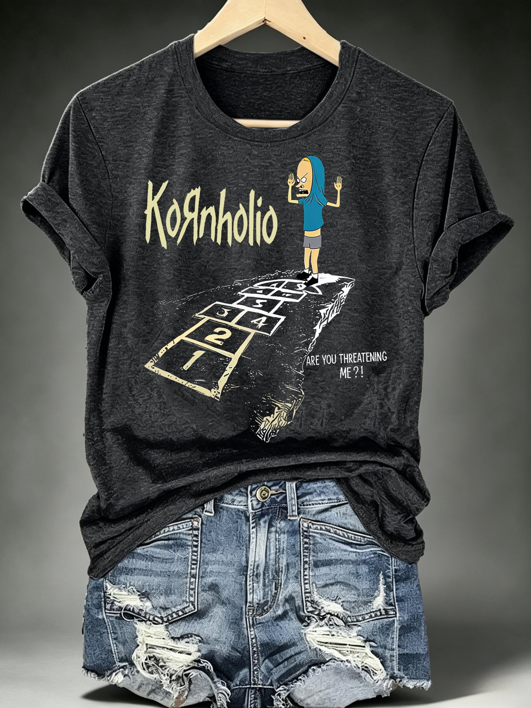 Women's  Vintage Kornholio Graphic Funny T-Shirt
