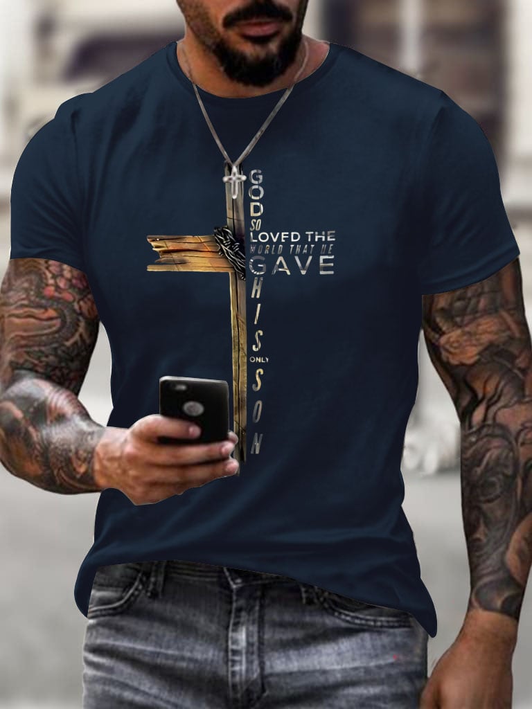 Men's God So Loved The World Print Casual T-Shirt