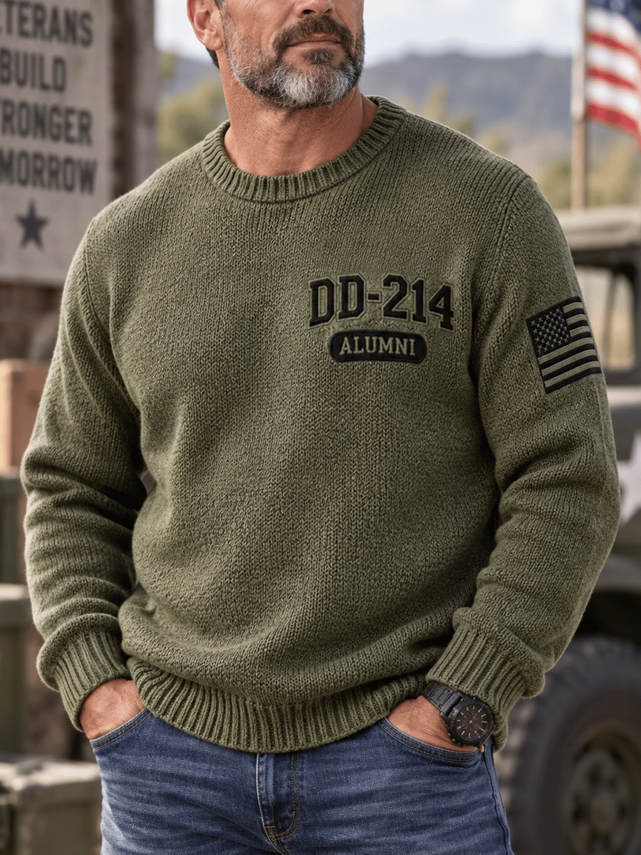 Men's Veteran DD-214 Print Casual Sweater