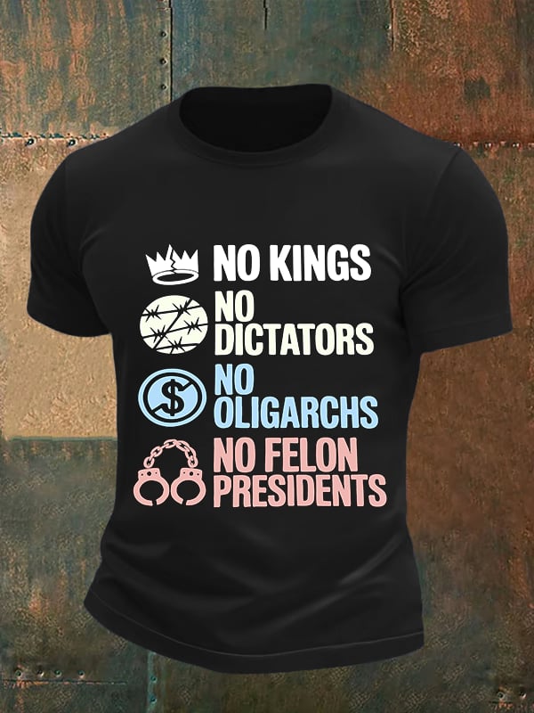 Men's  No Kings No Dictators Protest print  T-Shirt