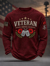 Men's Casual Veteran Printed Long-Sleeve T-Shirt