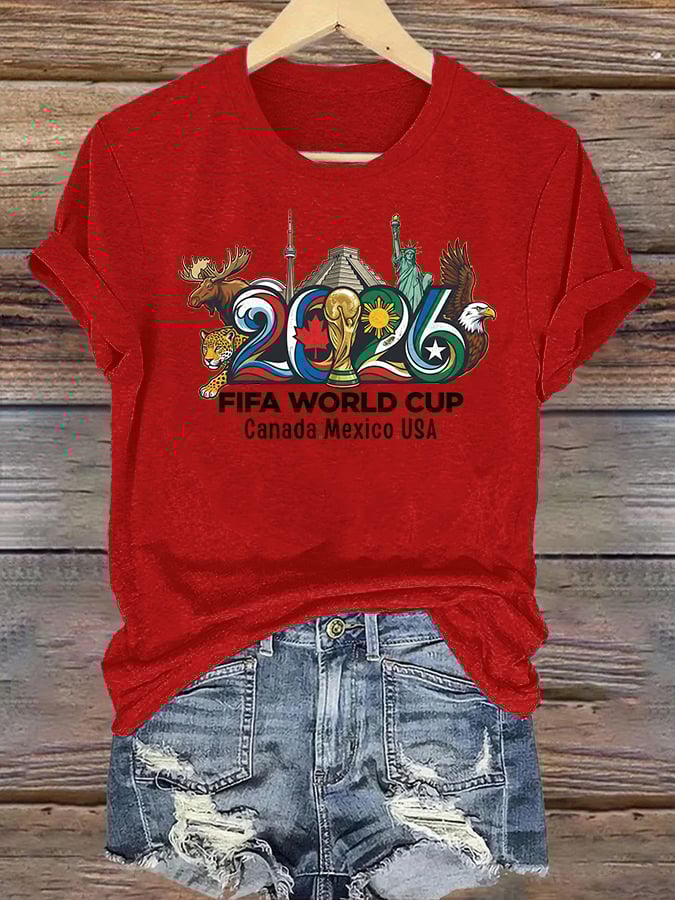 Women's  2026 Canada Mexico Usa Football T-shirt