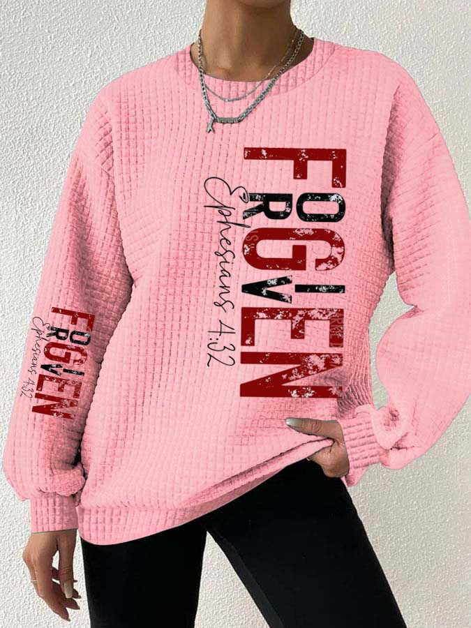 Women's Forgiven Ephesians 4 32 Christian Valentines Day Print Casual Sweatshirt