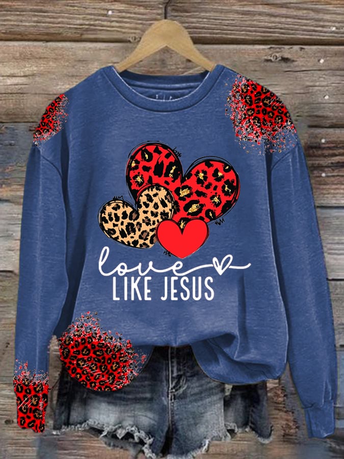 Women's Valentine's Day printed hooded sweatshirt