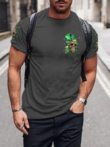 Men's St. Patricks Day St. Patricks Day Hello Darkness My Old Friend Beer Skull Print T-Shirt