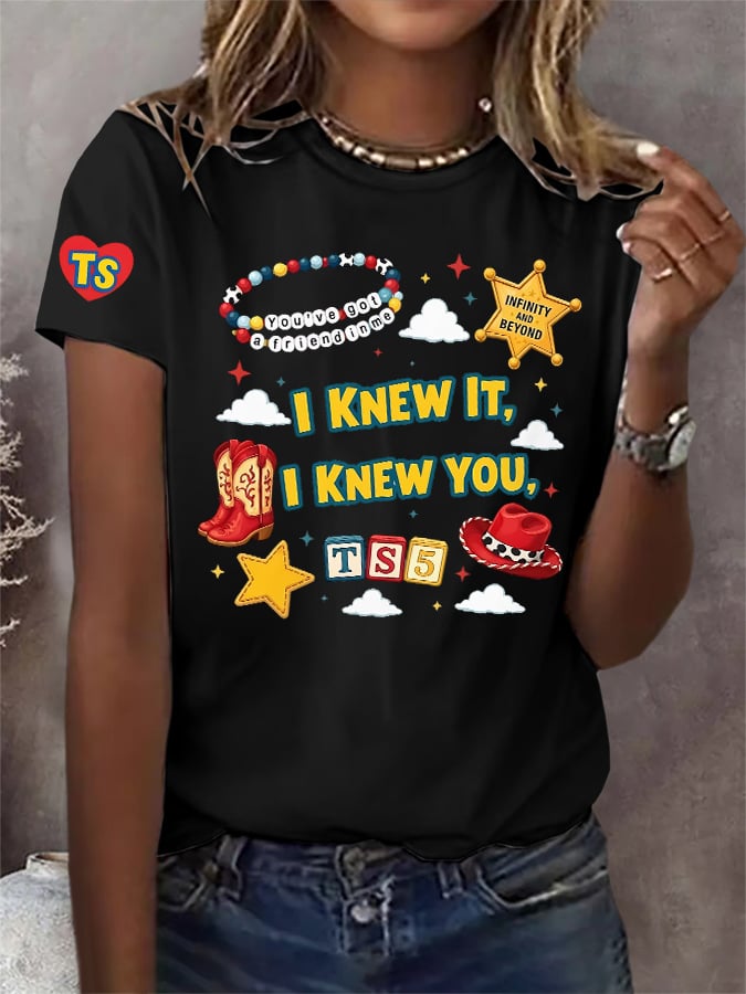 Retro I Knew It Print T-Shirt