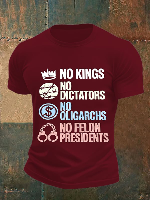 Men's  No Kings No Dictators Protest print  T-Shirt