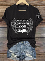 V-Neck Retro Wings Justice For Renee Nicole Good Print T-Shirt