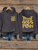 Women'S Casual Trust God's Plan Christian Print Hoodie