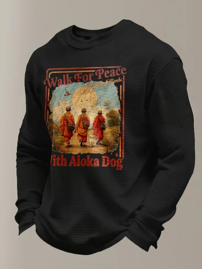 Men's Walk For Peace  Printed Casual Long-Sleeved Top