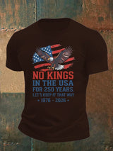 Men's   No Kings USA Patriotic Tee ,250 Years of Democracy printed T-shirt