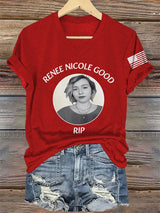 V-Neck Retro Justice For Renee Nicole Good Print T-Shirt